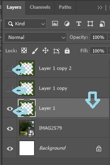 Select 1 layer and hide 2 others